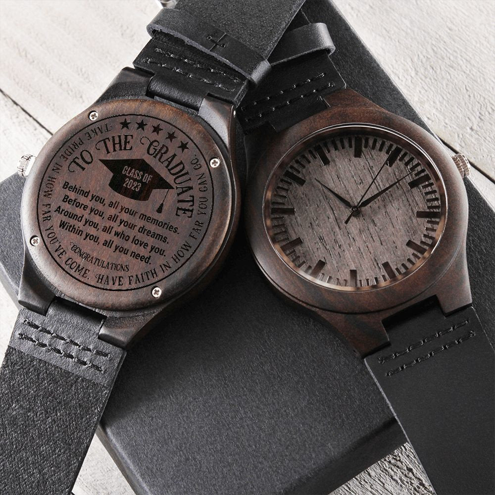 Graduation Gift for Him, Engraved Wooden Watch for Graduate, Behind You All Your Memories, Best Graduation Gift for Him, Class of 2023