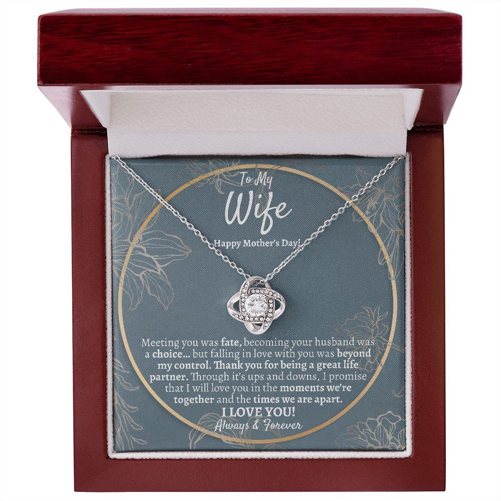 Wife Mothers Day Love Knot Necklace, Mothers Day Necklace for Wife, To My Wife Mothers Day Jewelry Gift, Best Mothers Day Gift from Husband